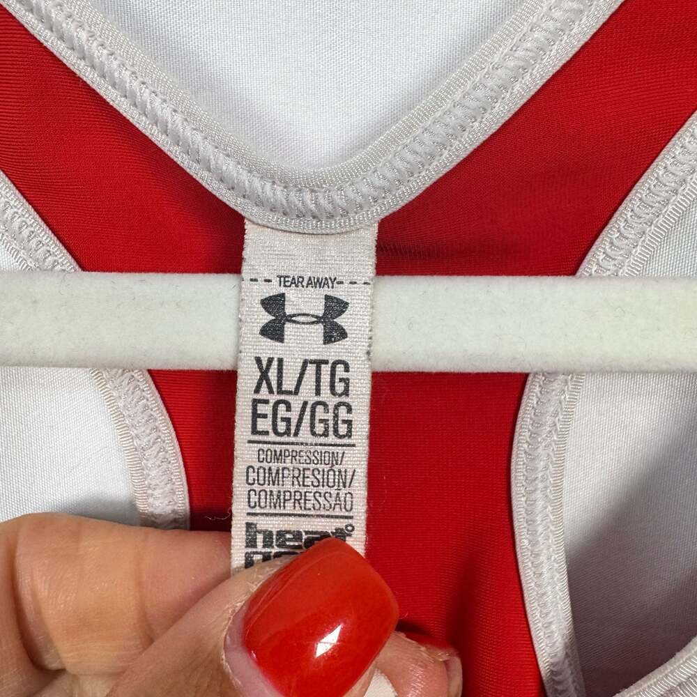 Under Armour HeatGear Compression Racerback Sports Bra Red Size XL - Picture 2 of 4